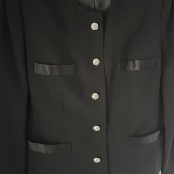 Kasper Formal Black Jacket 18 Tailored Classic Silver Metallic Buttons Classic - Picture 6 of 9